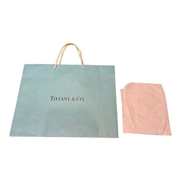 Authentic Empty Tiffany & Co. Shopping Bag w Logo Tissue Paper 14.5”x11.25x5.75” - Picture 1 of 11